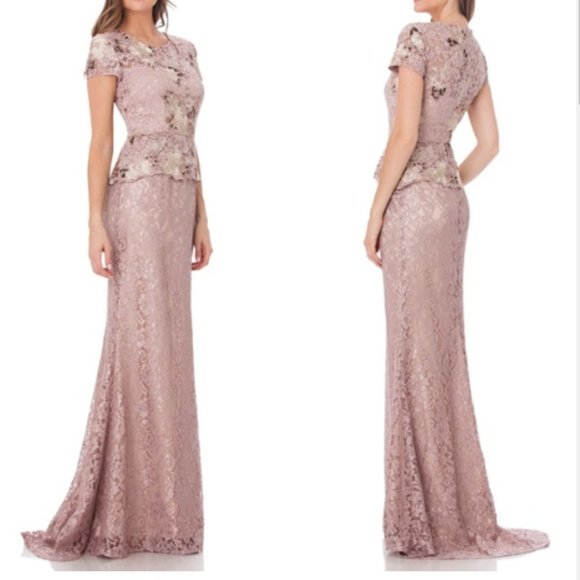 JS Collections Dresses & Skirts - JS Collections Peplin Embroidered Lace Gown